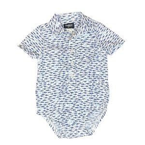 Shark One-Piece Size 12M Button Up Collared Preppy Boys Romper